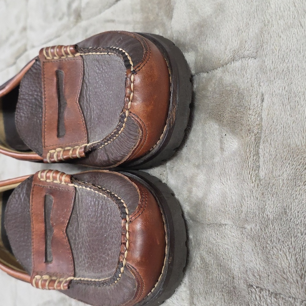 L L Bean Men's 2 Tone Brown Leather? Penny Loafers Slip-Ons Sz 9 EUC - Picture 4 of 12